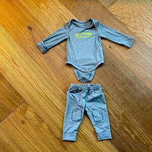 Gray Patagonia capilene base layer set 3-6 months